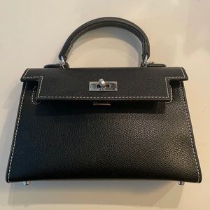 mini kelly style bag black purse